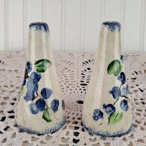 Vintage Pottery Salt & Pepper Shakers with Blueberries